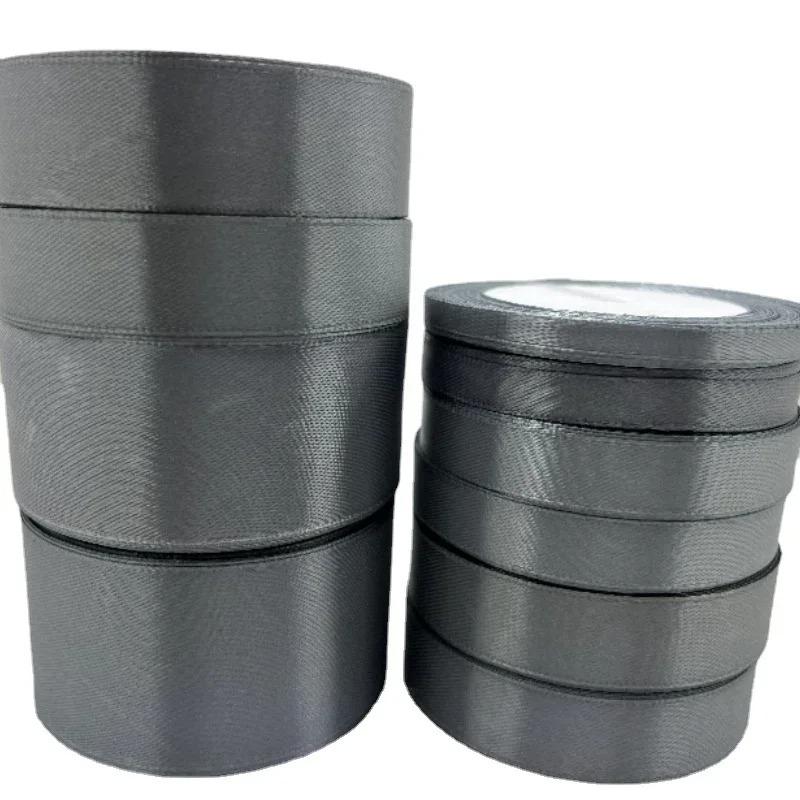25yadrs/Roll 6-10-15-20-25-40-50mm Silver Gray Satin Ribbons Clothing Fabric, Children's Hair Accessories, Bow DIY Accessories