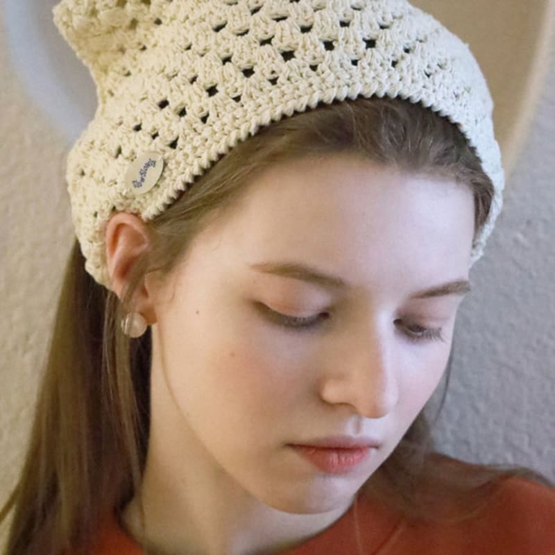 Slowslowly No.51 / Lily Hair Bandana (Lily Crochet Knit Hair Bandana)