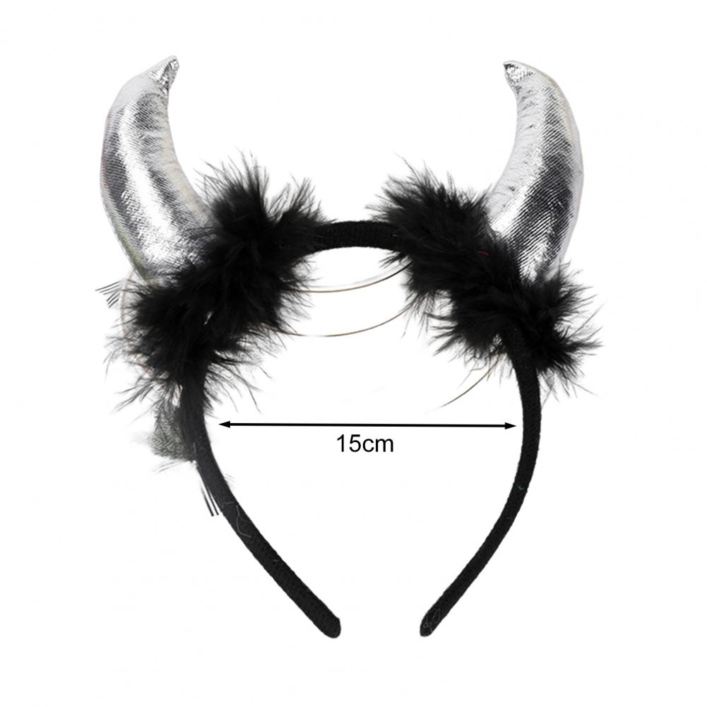 Devil Horn Decor Headband Plush Fabric Handmade Lightweight Elastic Design Hair Hoop Cosplay Parties Halloween Accessories