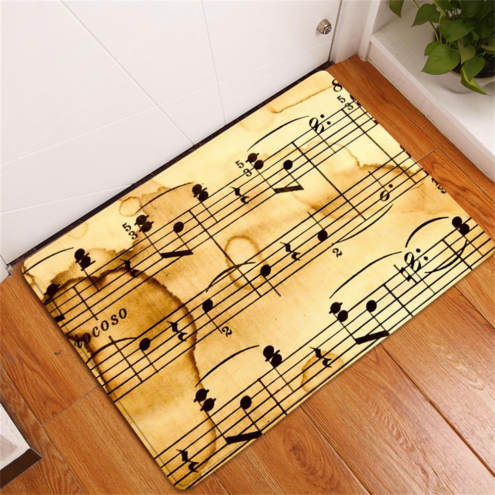 Black Music Note Carpets Dirt-resistant Entrance Doormats Anti-slip Floor Mats Home Decor Carpet for Bathroom Kitchen Rug