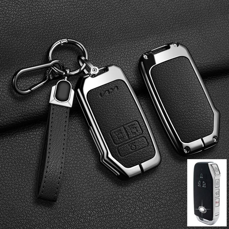 7 Buttons Car Key Case Cover for Kia K5 K3 K4 Sportage Carnival Sedona Zinc Alloy Leather Shell Fob Holder Keychain Accessories