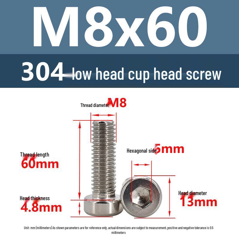 304 Edelstahl Flachkopf Innensechskant Maschinenschrauben M3-M10