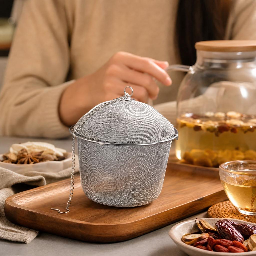 Stainless Tea Infuser Ball for Loose Tea and Cooking - Fine Mesh Strainer for Soup, Hotpot, Seasoning
