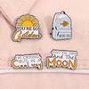You're So Gloden Enamel Pin Funny Quote Just Me Her And The Moon Creative Schoolbag Goldfish Brooches Lapel Badge Jewelery Gifts