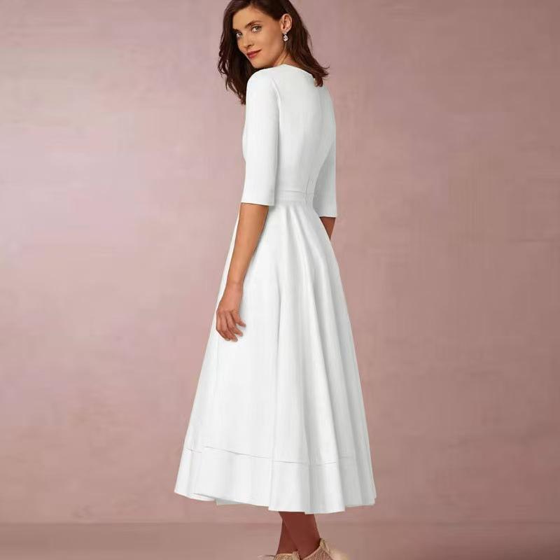 Summer European & American Style Women's Sexy Deep V Short Sleeve Dress - High-End Fashion