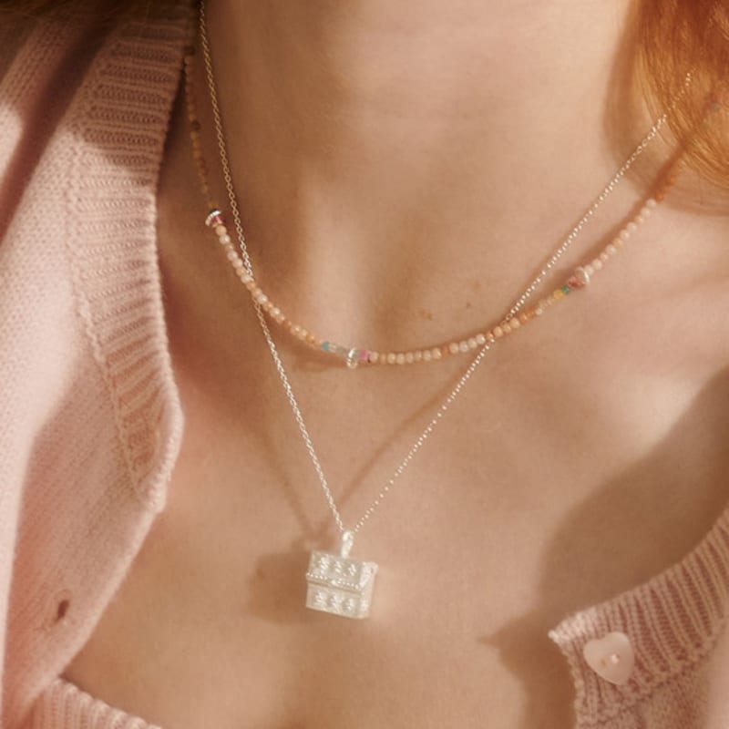 BSWAN pink opal ring necklace