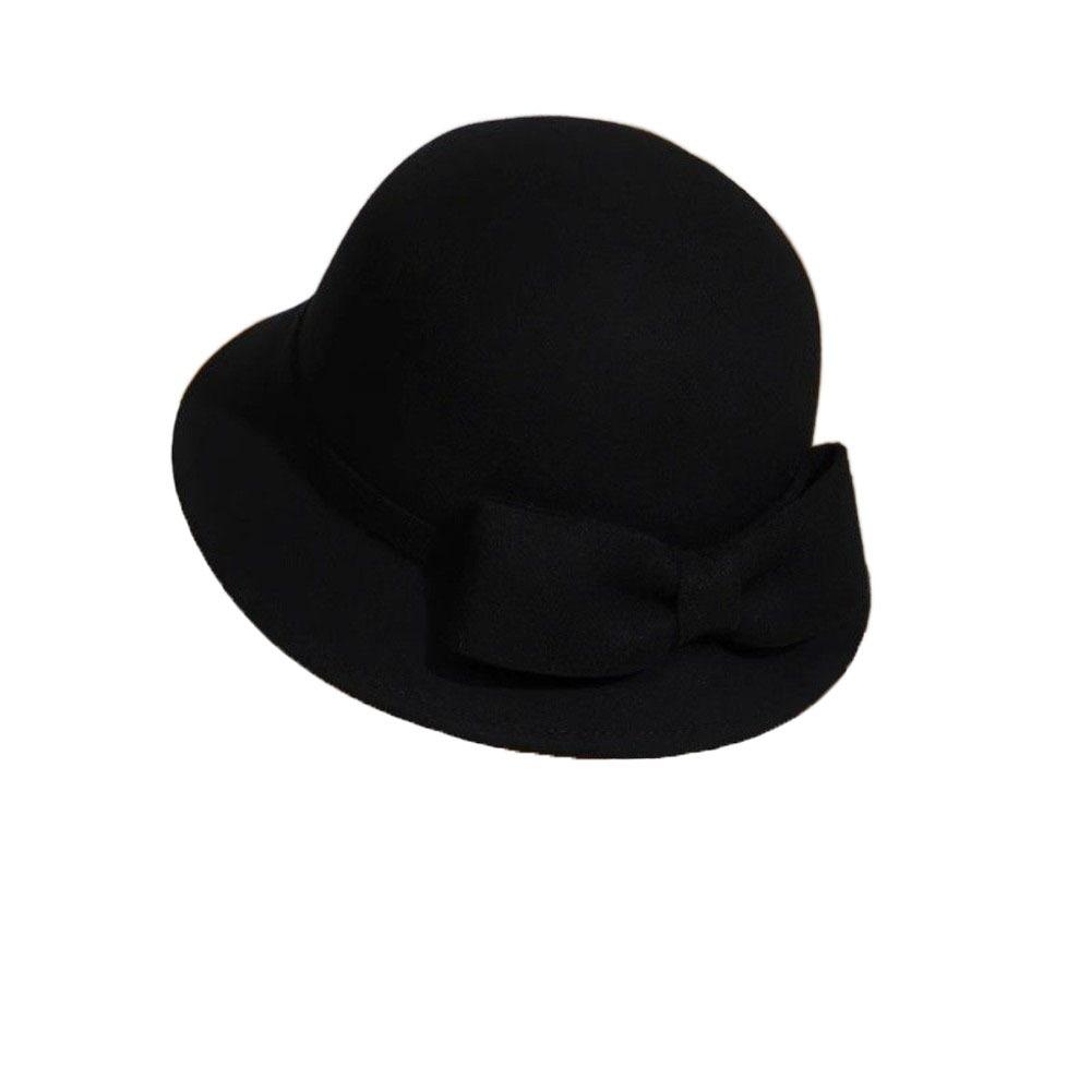 French Style Women Fisherman Hat Keep Warm Woolen Bucket Hat Fashion Bow Topper Hat  Girl