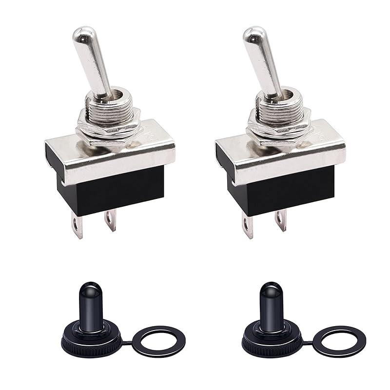 Taiss 2pcs Toggle Switch SPST 2 Position Latching ON/Off 6A AC 125V /10A DC 12V Toggle switches Incidental 5.2 inch Connect Wire Rocker Arm Switch