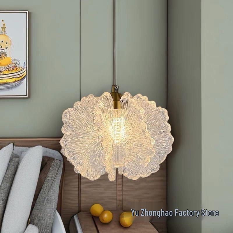

French Minimalist Bedside Pendant Light: Creative Cream Chandelier for Modern Bedrooms Petal Style - Cozy Warm Light