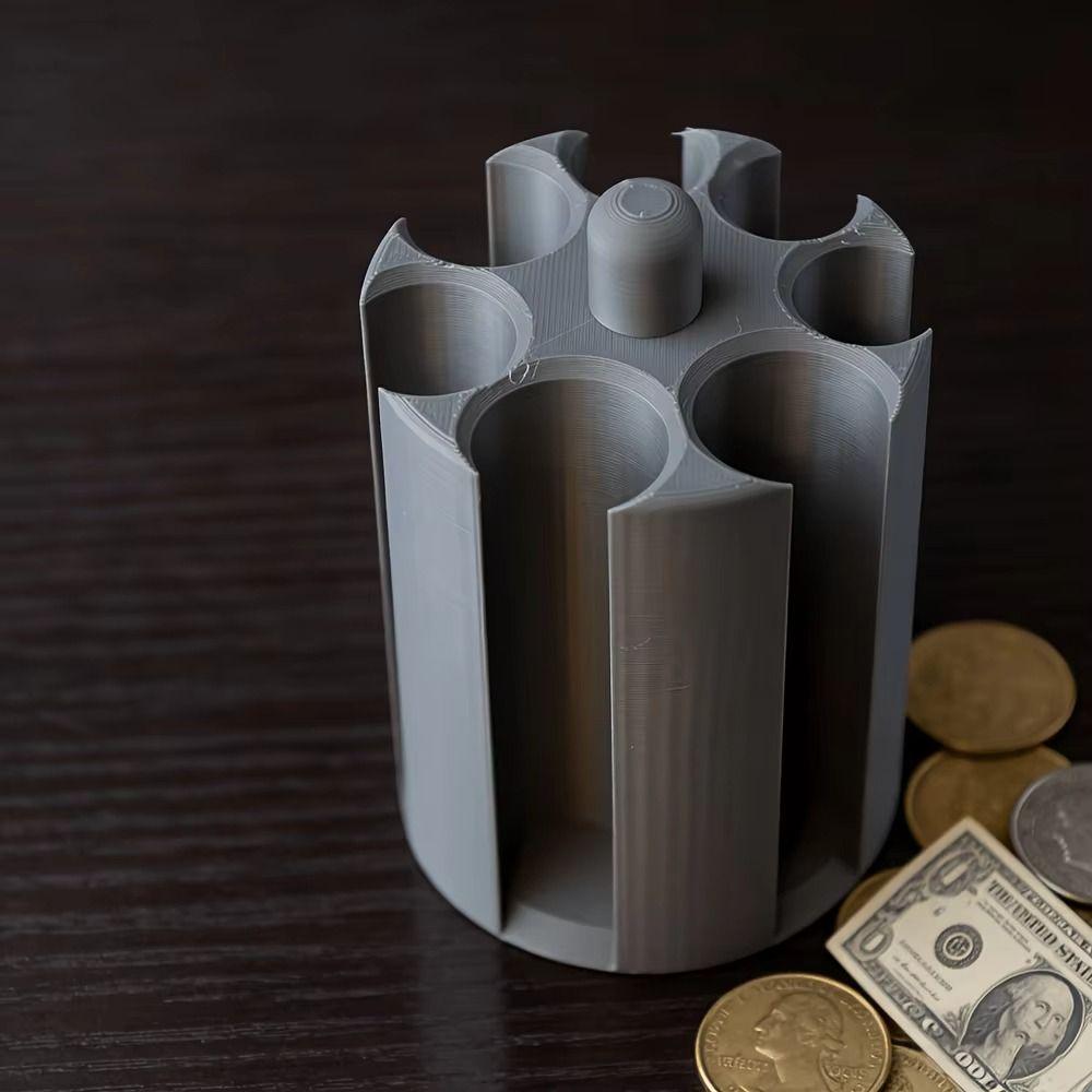 Space Saving Car Coin Organizer 7 Slots Coin Storage Box Cylindrical Coin Holder Vehicle Console