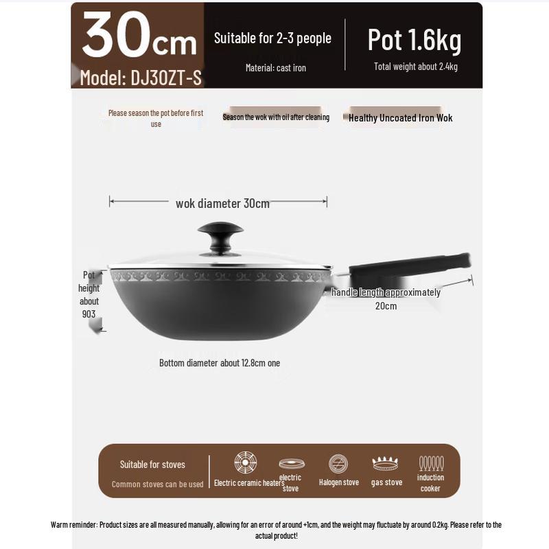 COOKER KING 30cm Nitrided Cast Iron Wok