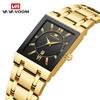 Men's Black Gold Quartz Waterproof Business Wristwatch with Steel Band