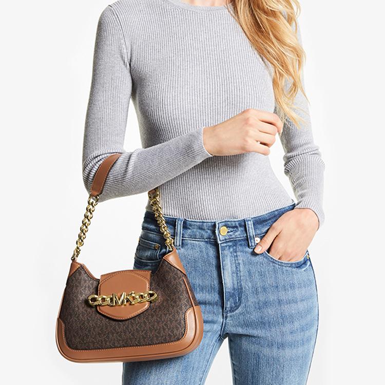 MICHAEL KORS Hally Artificial Leather Shoulder Bag Womens Dark Brown