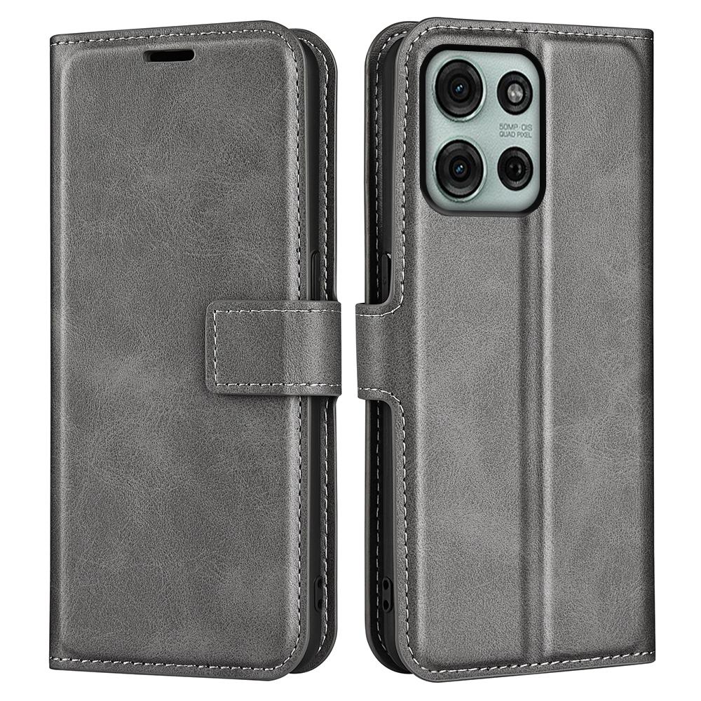 For Motorola Moto G75 5G Stand Case Anti-Scratch Calf Texture Leather Phone Cover