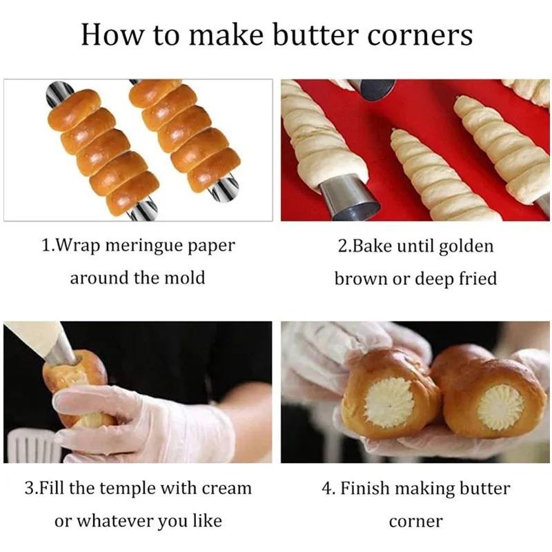 5 Pcs Cream Horn Molds Stainless Steel Cone Tubular Shaped Mold Baking Cones Horn Pastry Roll Kitchen Cookie Dessert Tool