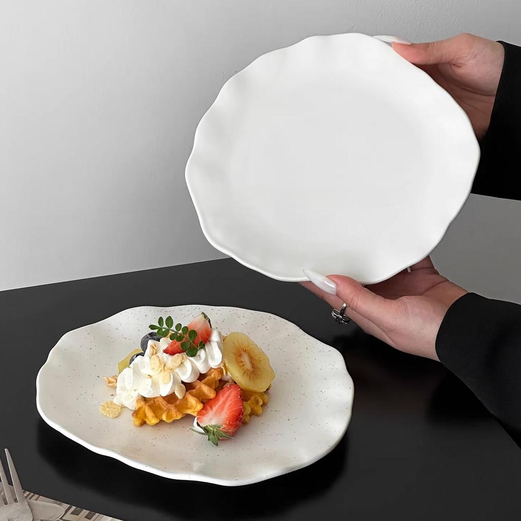 BRIrregular Lotus Leaf Ceramic Dessert Plate Porcelain Plate Western Tableware Cake Tray Dishes and Plates Dinner PlatesEY