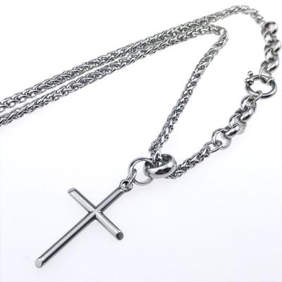 Hip Hop 4mm Breite Herren Frauen Kreuz Anhänger Halskette Edelstahl Silber Ton Kette