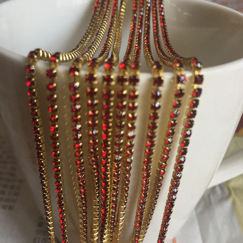 Wholesale 1-Row 1 yard SS6 Cystal Rhinestone Trim Close Cup Chain Claw DIY Jewelry Making