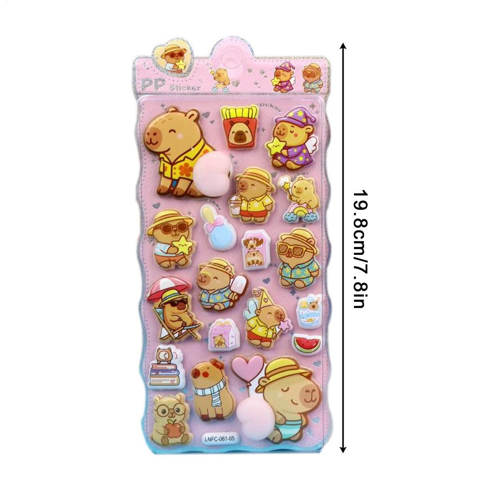 Kids 3D Stickers Relief PVC Cartoon Removable Funny Toys Capybara Decals Kids Party Stickers for Phonecase Laptop Scrapbook