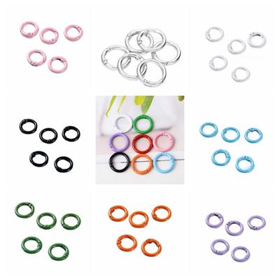 5 pçs 25mm o anel chaveiro clipes metal primavera fecho diy openable redondo mosquetão cão corrente