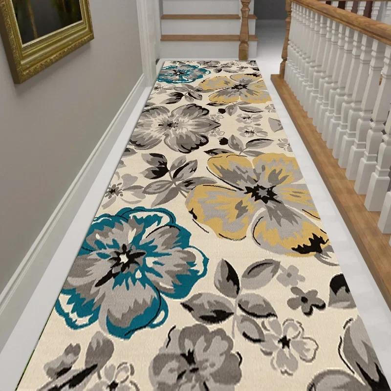 Luxusní chodba Dlouhé koberce pro běžce Předsíň Modrý zlatý žakárový koberec Obývací pokoj Hotel Schodiště Rohož Neskluzový domácí kuchyňský koberec