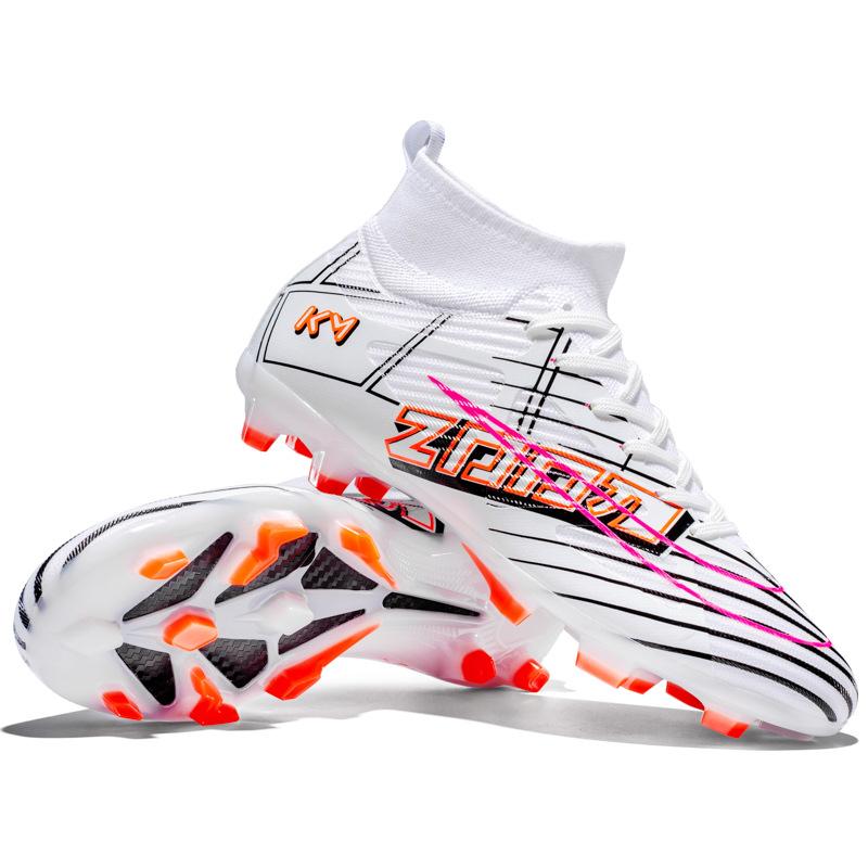 New High-top Football Shoes Men's Fly-woven Breathable Socks Professional Training Sneakers Long Nails Broken Nails Football Shoes Spot
