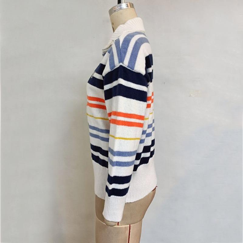 Women's New Spring Cardigan Collision Splicing Lapel Long-sleeved Outer Knitwear