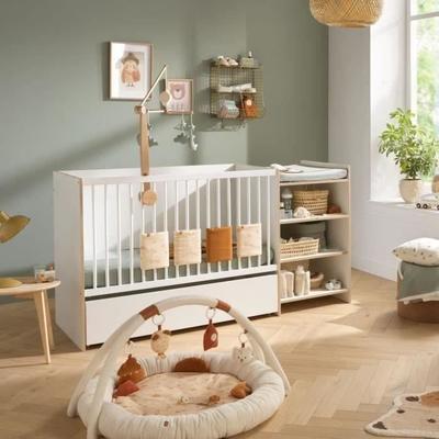 Kombinationsbabybett - 120x60cm - Umbaubar auf 90x190cm - Babyprice First - Aus Holz und Holzkante