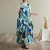 Sleeveless  Plus Size Cotton Vintage Floral New In Dresses for Women Casual Loose Long Summer Dress