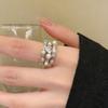 Shiny Pentagram Heart Zircon Open Rings For Women Shiny Imitation Pearl Cluster Index Finger Ring Fashion Dating Jewelry