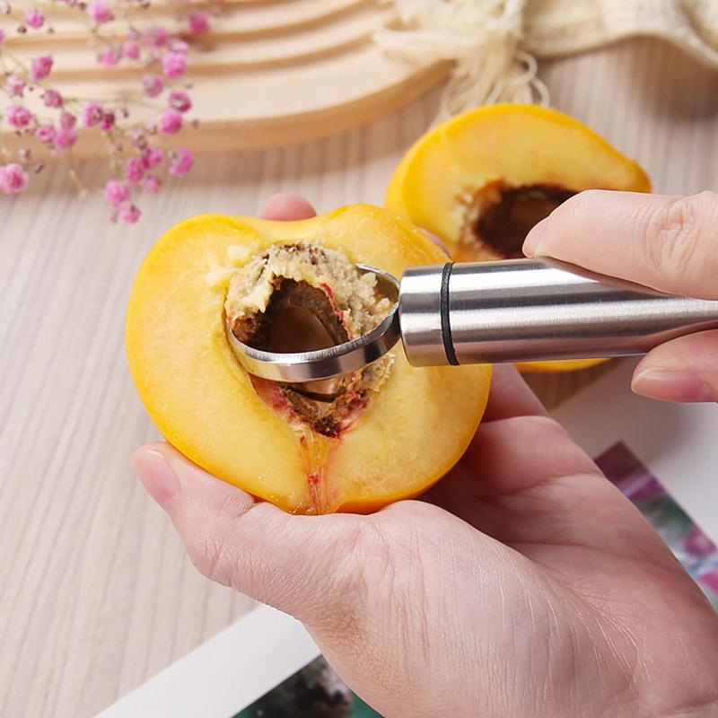 Fruit Peach Corer  Stainless Steel Corer Seed Removing Tool Portable Kitchen Utensil Reusable Fruit Vegetable Coring Tool