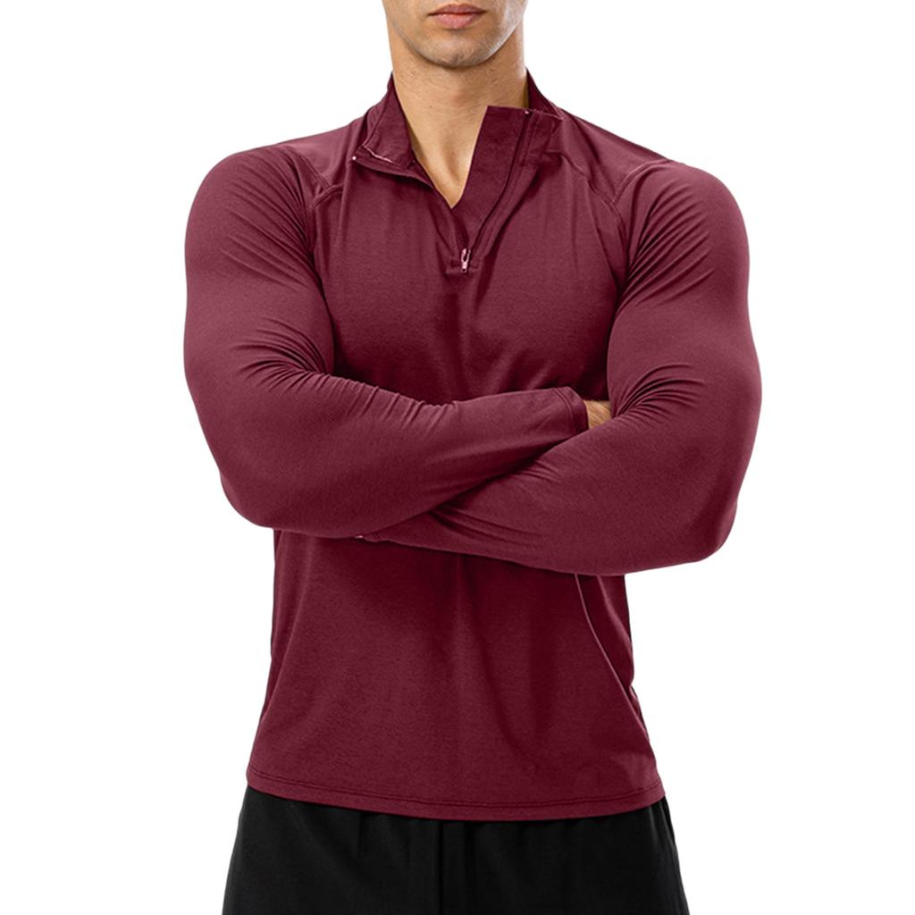 Men's  Fitness  Sports  Quick To Dry  Half Zipper  Self-Cultivation  Pullover  Long Sleeves  Hoodie