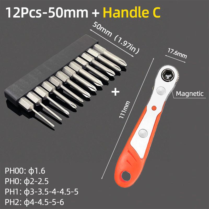 Cross Head Screwdriver Bits Set Magnetic Screwdrivers PH00 PH1 PH2 S2 Alloy Steel 1/4" Hex Shank Hand Tools 50/75/100/150mm