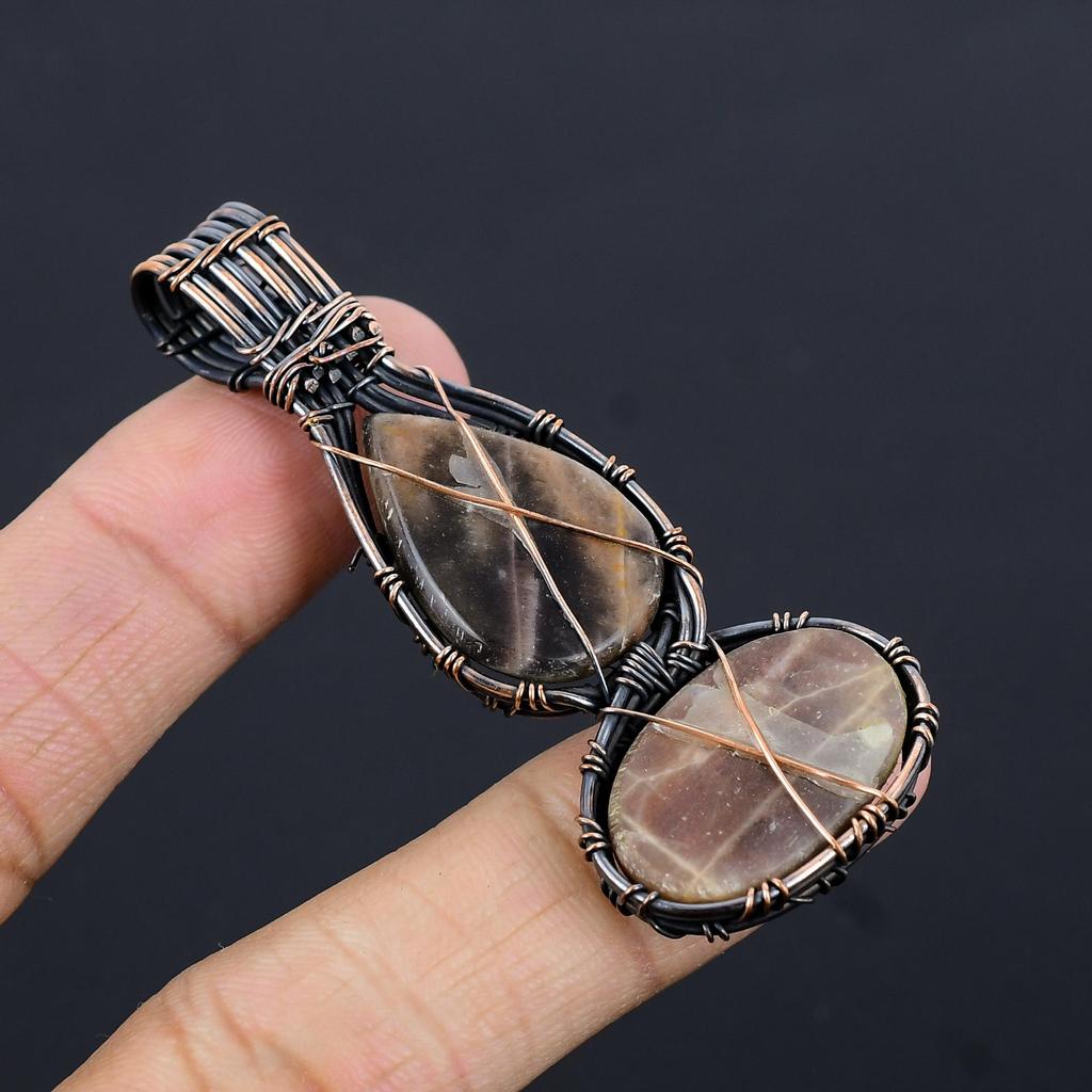 Sunstone 999 Copper Wire Wrapped Pendant, Handmade Gemstone Pendant Jewelry, Gifts For Wife Brand New Pendant