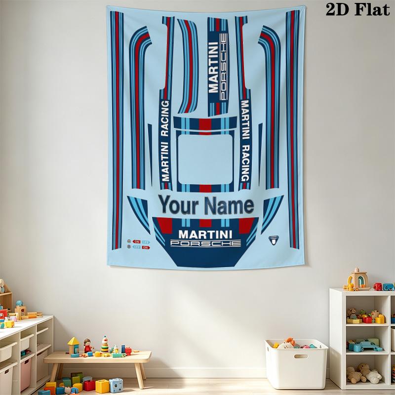 Martini Racing Custom Name Wall Tapestry Aesthetic Wall Hanging Printed Fabric Blanket Decorative Tapestries for Bedroom Living Room Home Decor