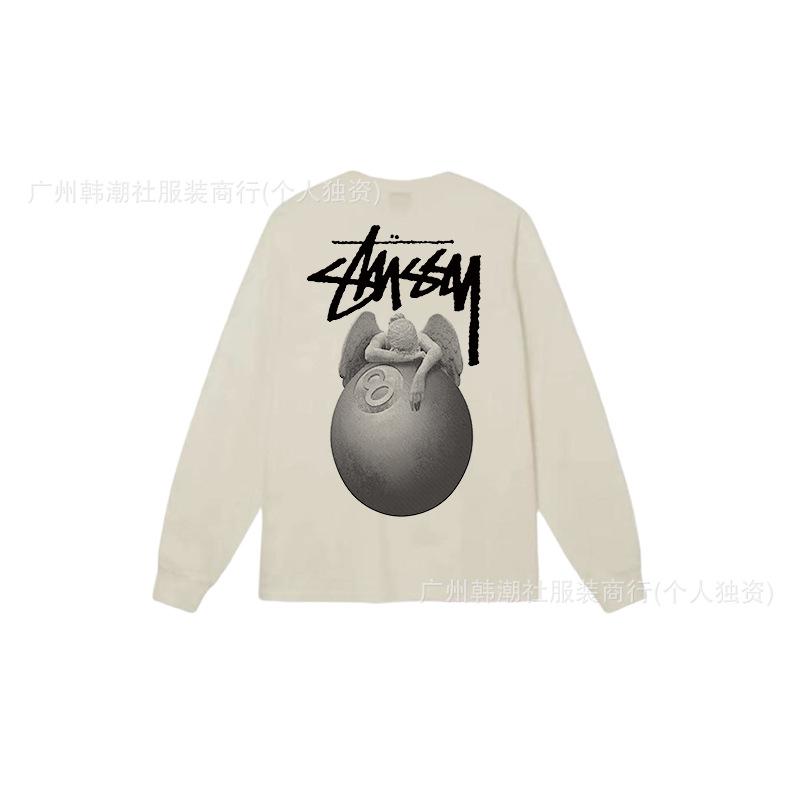 3. Cross-border Stuart long-sleeved printed t-shirt American trendy cylindrical cloth casual loose men and women the same style