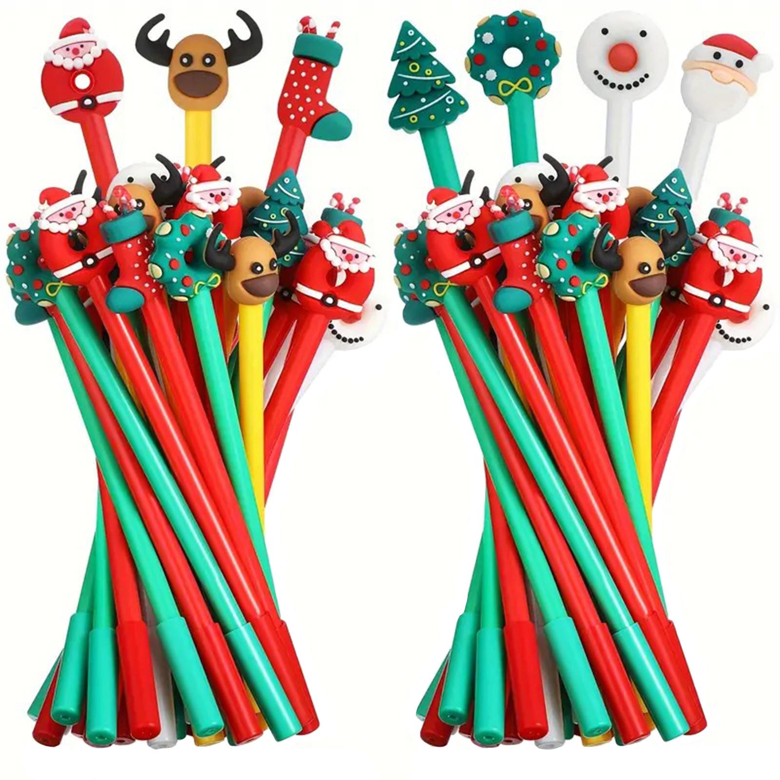 

5ml 50 Pieces Christmas Gel Ink Pen Novelty Christmas Rollerball Pens Black Gel Ink Christmas Characters Stick Pen Christmas