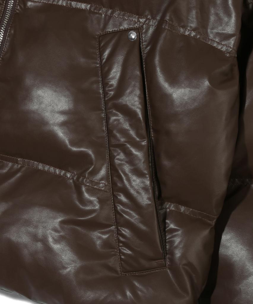 Trillion Biker Vegan Leather Short Padded Jacket (Brown)