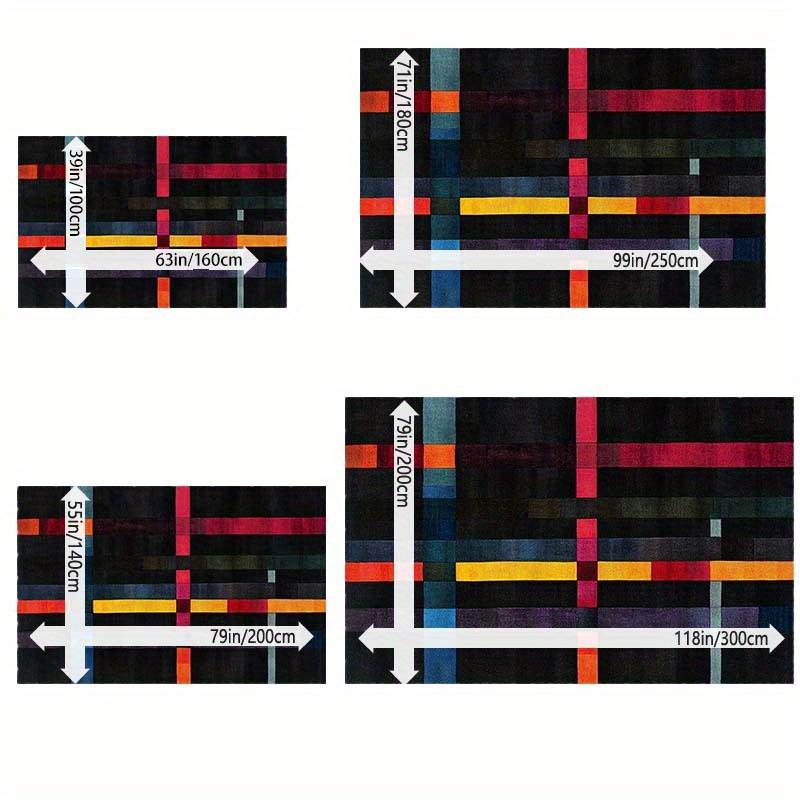Modern Geometric Area Mat Soft Non Slip Machine Washable Polyester Vibrant Color Stripes Living Room Bedroom Office