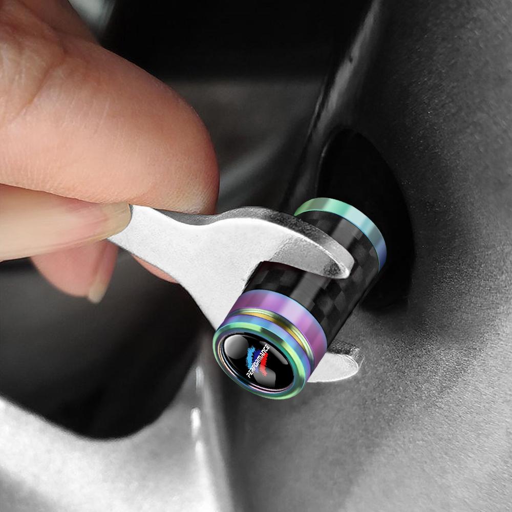 4 Stück Rad-Reifenventilkappen Auto-Reifenventilschaftabdeckung Außendekorzubehör Für BMW M M3 M5 F10 F30 F20 E28 E36 Performance X1 X2