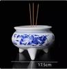 Jingdezhen Ceramic Incense Burner Blue and white porcelain candle stand Offering ornaments in front of Buddha