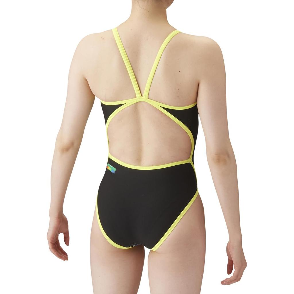 Training Swimsuit Black x Yellow L [Arena] Women's One-Piece (Open Back), (BKYL),