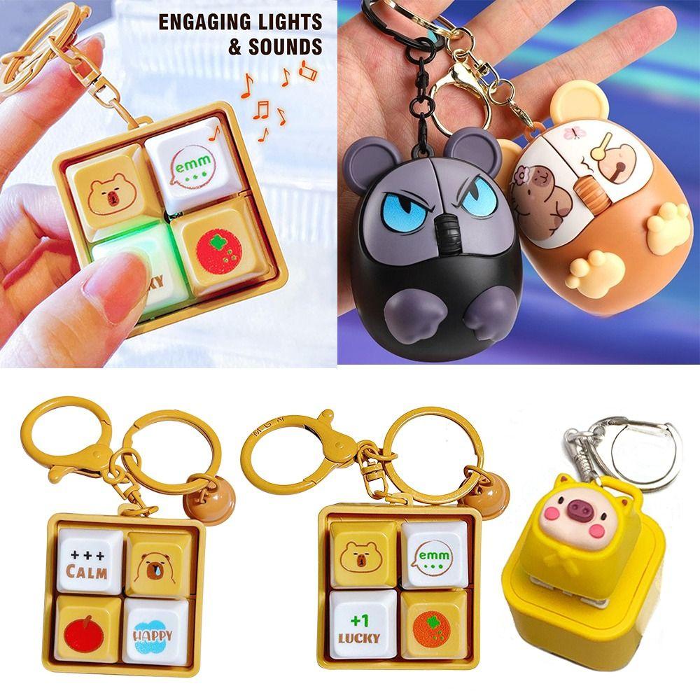 Mouse Shape Finger Keyboard Caps Cartoon Hamster Keychain Relaxing Clicker Toy  Pass The Time