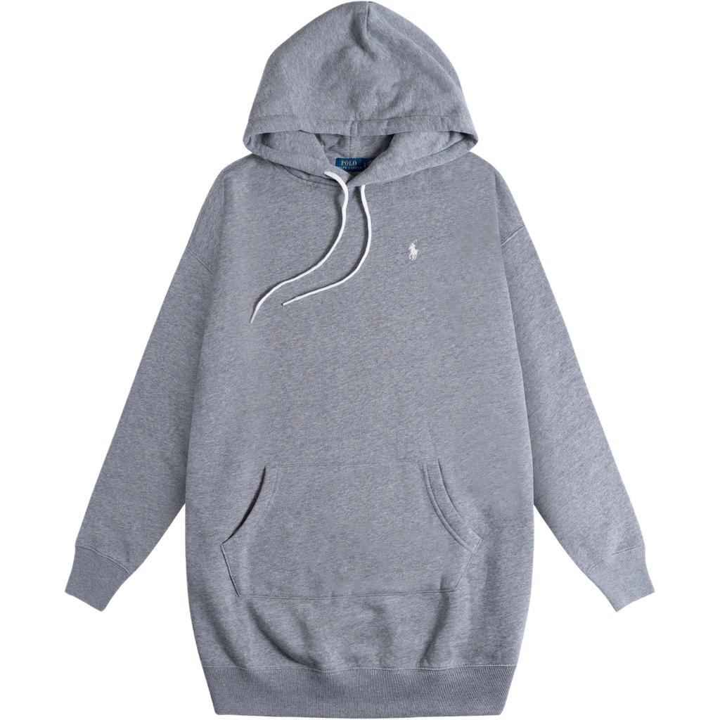 Polo Ralph Lauren Embroidered Pony Logo Hooded Fleece Long Sleeve Dress Women dresses Gray WMPODRSNFA20392-020