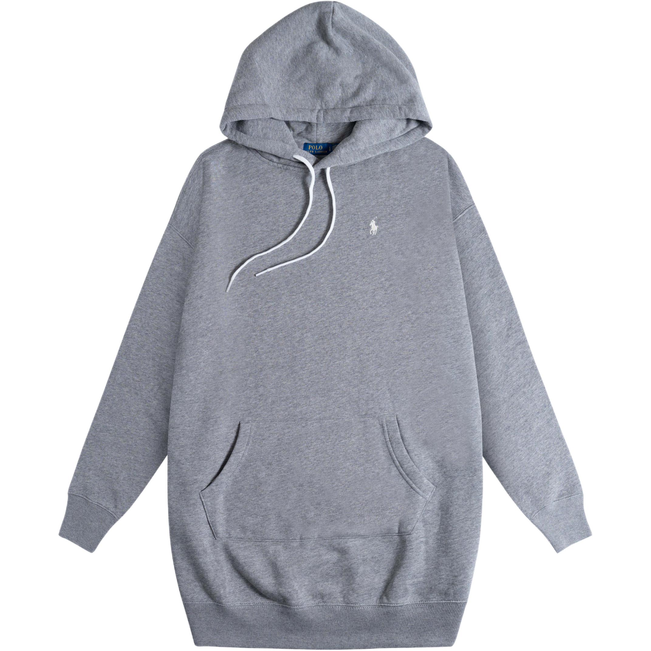 

Платье с капюшоном из флиса с длинными рукавами и вышитым логотипом пони Polo Ralph Lauren для женщин, серое WMPODRSNFA20392-020 L