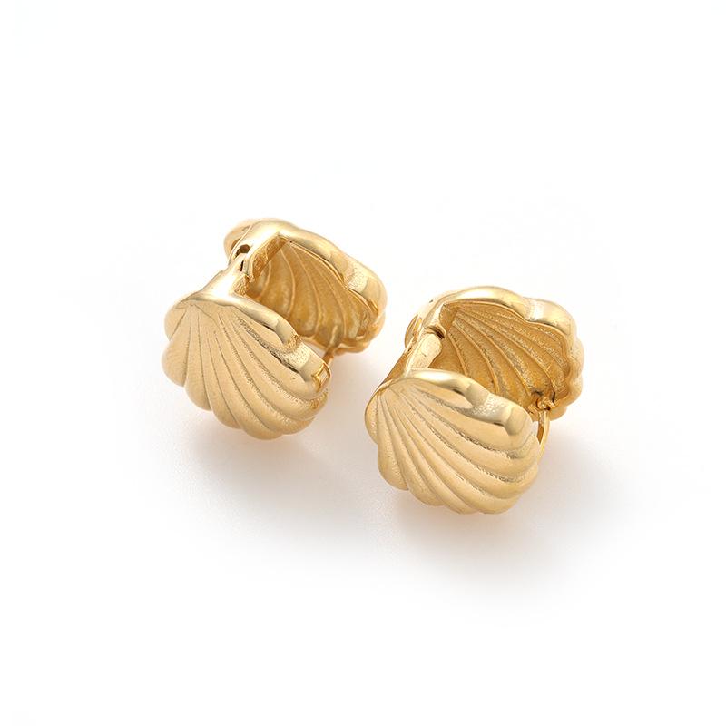 18K Gold Stainless Steel Flower Shell Beach Earrings
