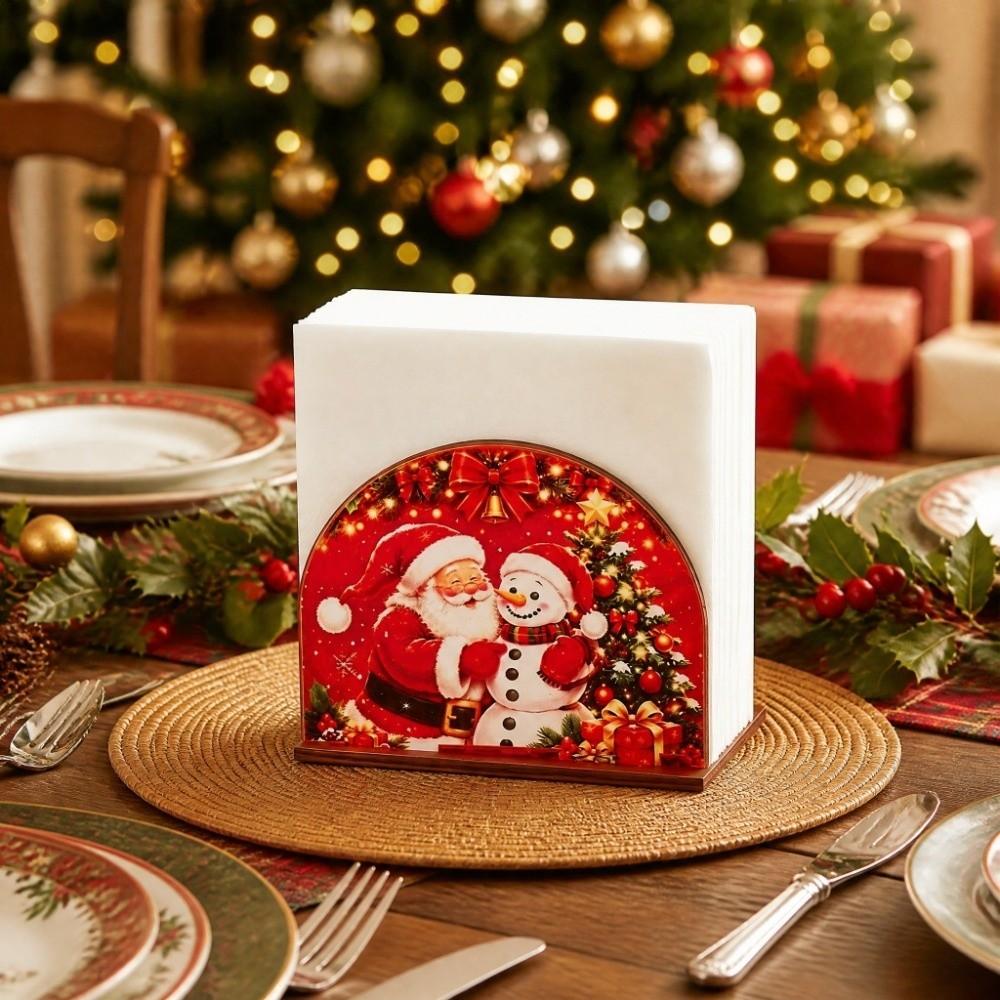 2D Flat Peeking Santa Napkin Holder Thick Tissue Storage Holder  Tabletop Decorations