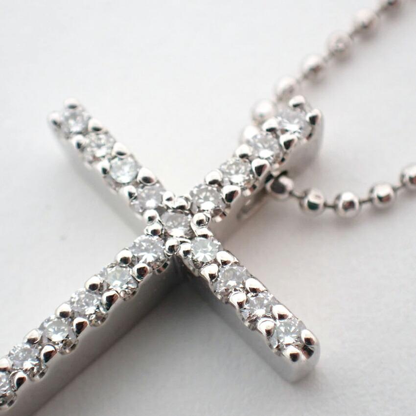 [Pre-owned] VENDOME K18WG Diamond Cross Pendant / j36-9