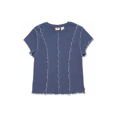 Levis Einfarbige Slim Fit Freizeit T-Shirt mit Rundhalsausschnitt und kurzen Ärmeln Damen Tops Blau A5917-0001