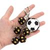 Chaveiro de Bola de Futebol 3D Preto Dourado de Borracha Macia: Pingente Criativo de Chaveiro de Carro Masculino, Charme para Mochila, Pequeno Presente.